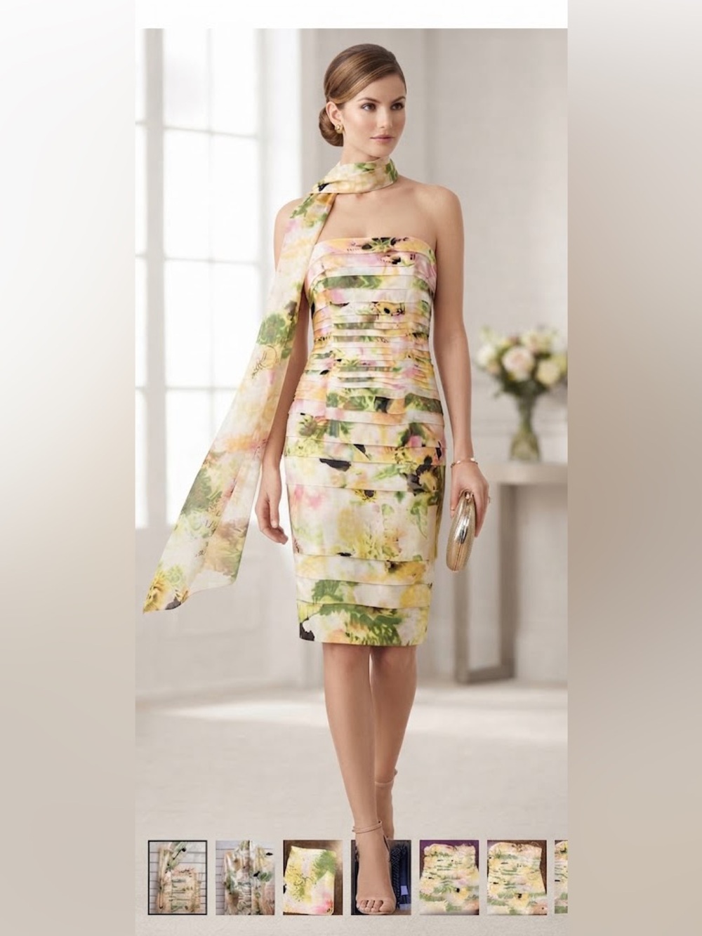 Beautiful floral silk Dress with wrap